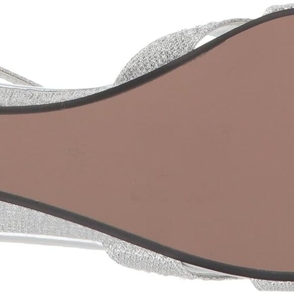 Women's Wedge Sandal Silver Faux Leather 1-Inch Heel Jeweled Buckle Support - Picture 4 of 8